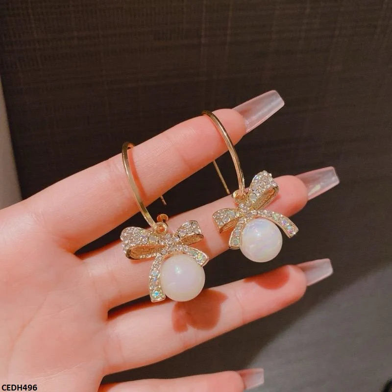 Bow Pearl Drop Earrings